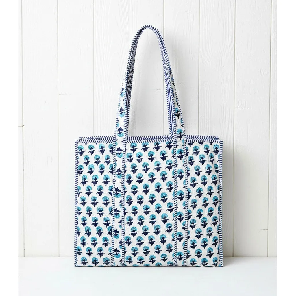 New! Hydrangea Quilted Tote Bag-Blue sold by Amelia Rose Design