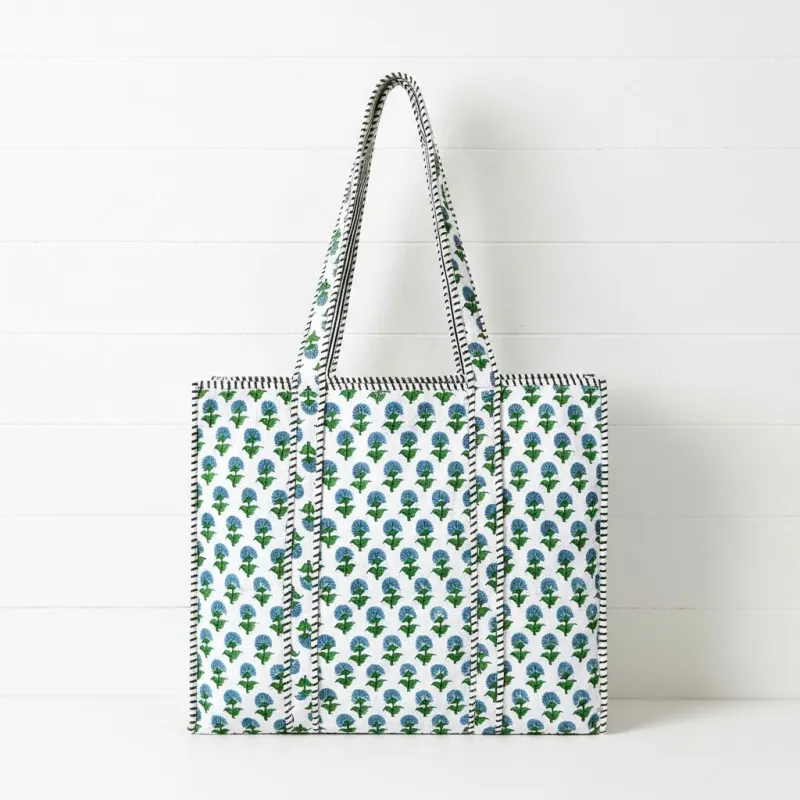 New!  Hydrangea Quilted Tote Bag-Green sold by Amelia Rose Design