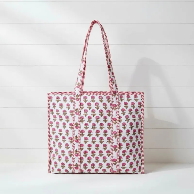New!  Hydrangea Quilted Tote Bag-Pink sold by Amelia Rose Design