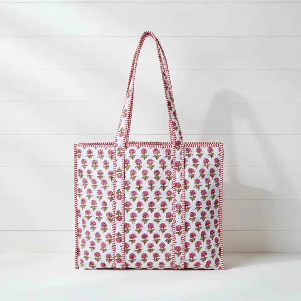 New! Hydrangea Quilted Tote Bag-Pink sold by Amelia Rose Design
