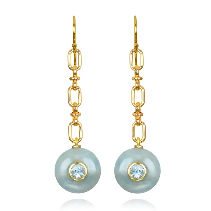 New!  Geometric Dangles-Aquamarine & Topaz sold by Amelia Rose Design