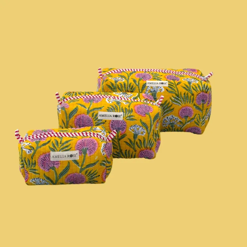 New! Lily Cosmetic Pouches-Yellow sold by Amelia Rose Design