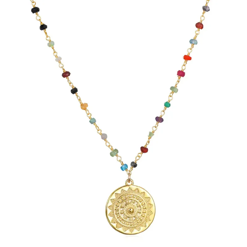 New!  Sun Medallion Rainbow Charm Necklace made by Amelia Rose Design