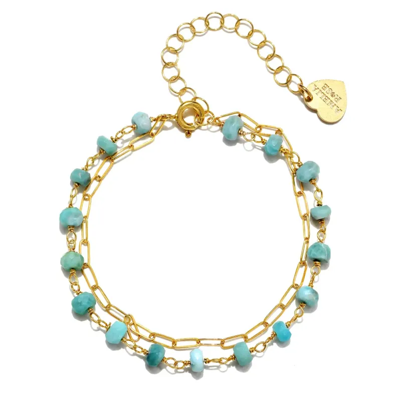 New! Gemstone Paperclip Bracelet-Larimar sold by Amelia Rose Design