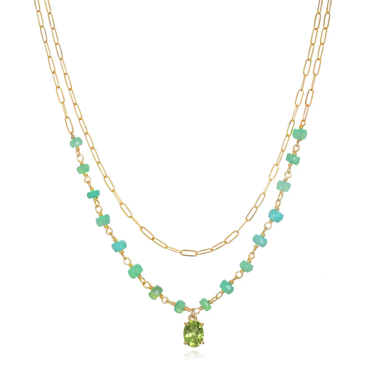 Layered Gemstone Necklace - Peridot sold by Amelia Rose Design
