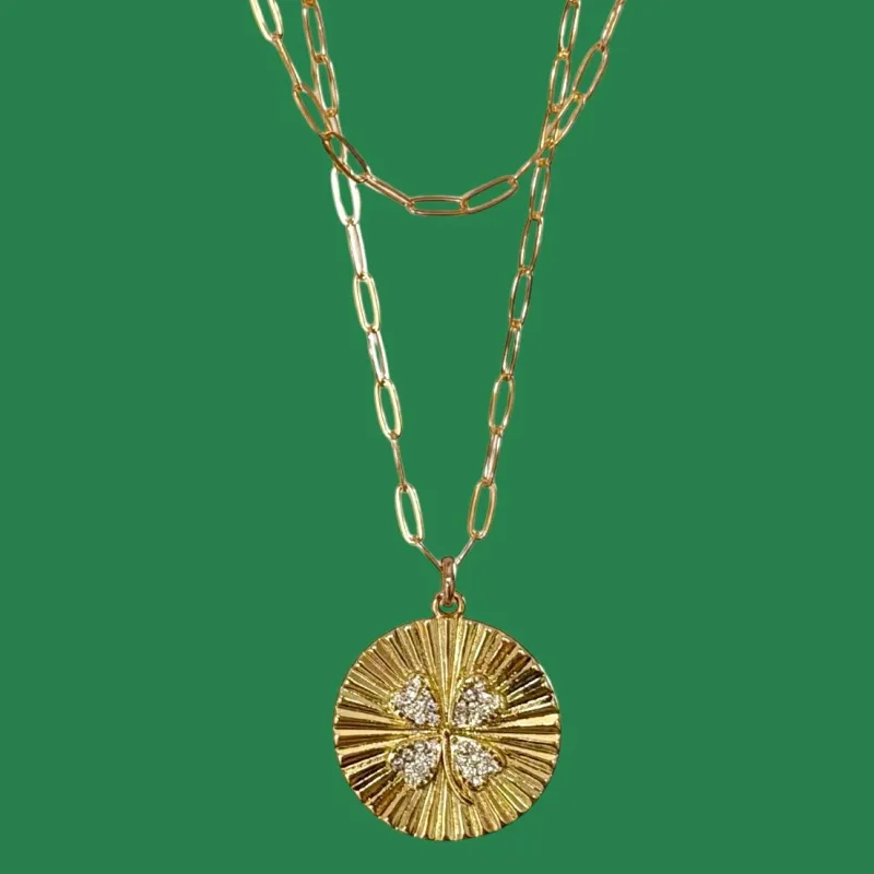 New! Sparkling Clover Layered Necklace made by Amelia Rose Design