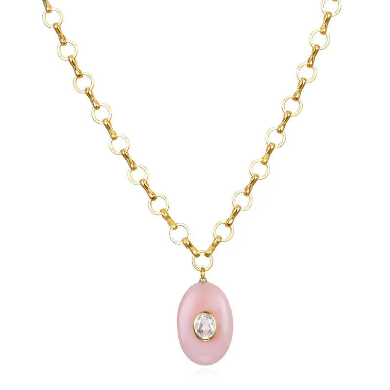 New!  Pink Opal & Topaz Petite Loop Necklace sold by Amelia Rose Design