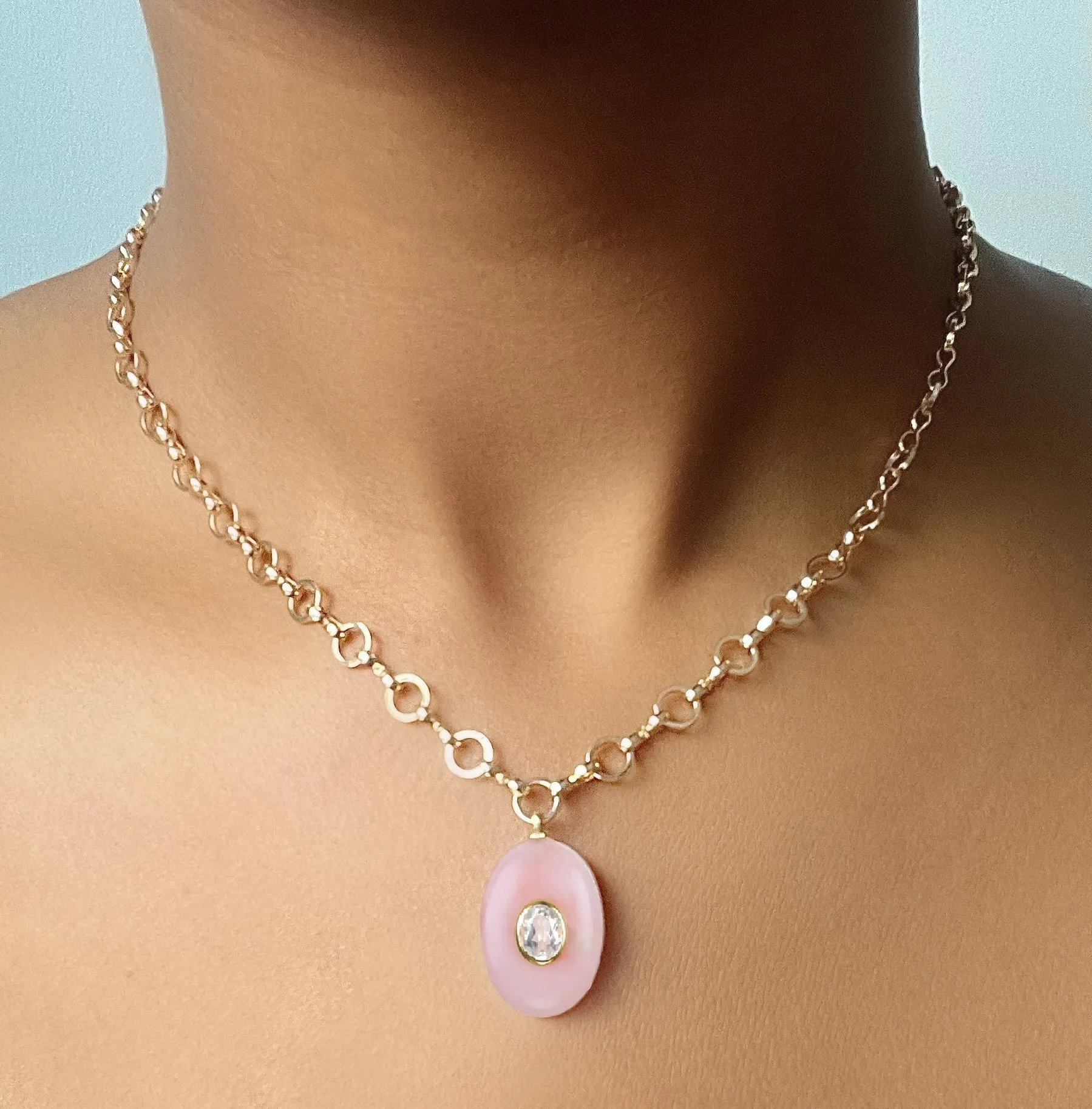 New! Pink Opal & Topaz Petite Loop Necklace sold by Amelia Rose Design product image thumbnail 2