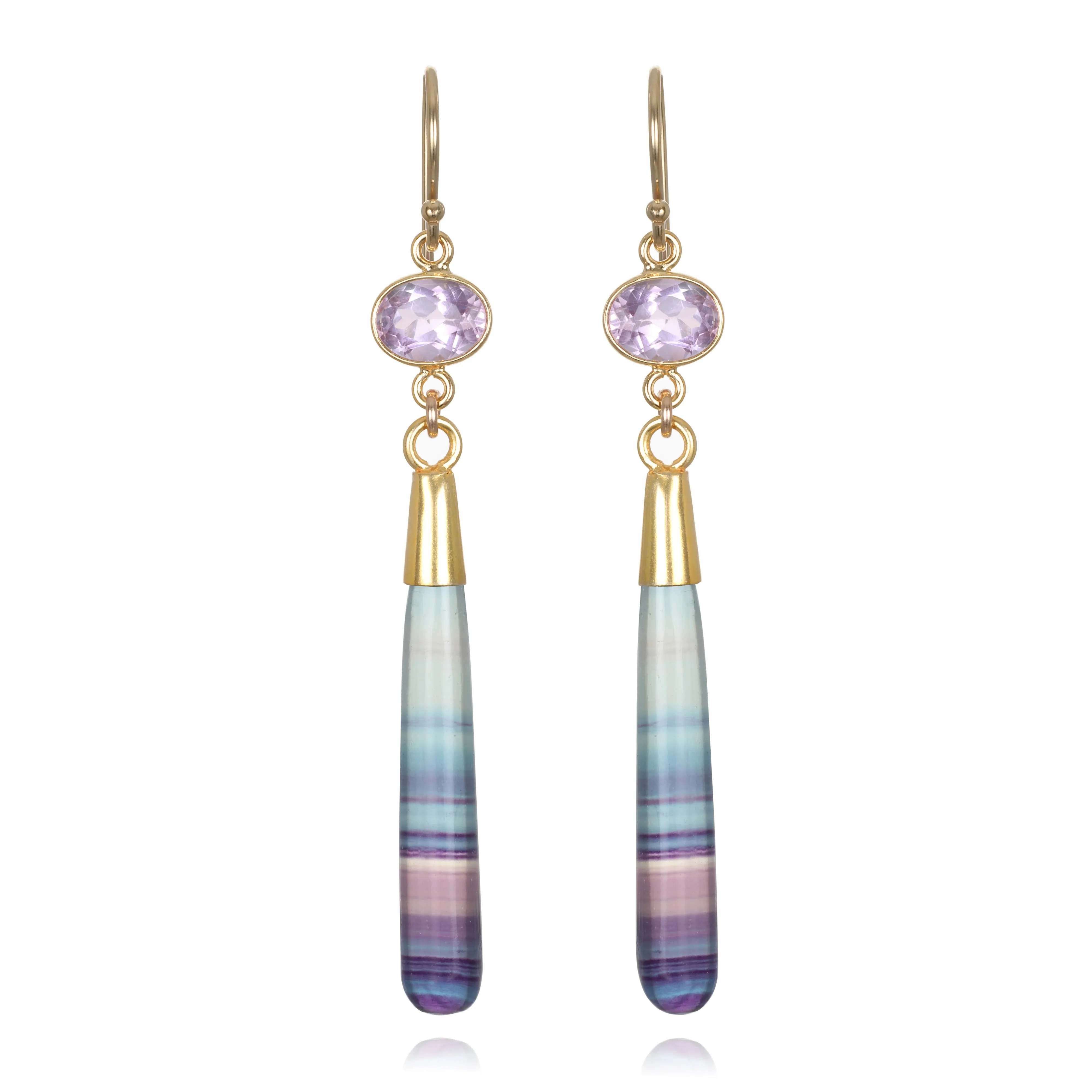 New! Gem Drop Earring-Fluorite & Pink Amethyst sold by Amelia Rose Design