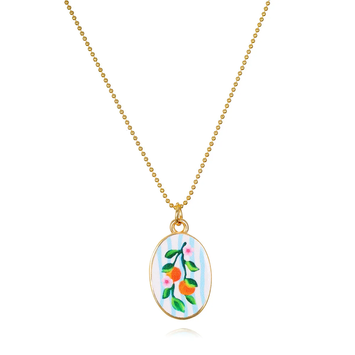 New! Enamel Oranges Oval Charm Necklace sold by Amelia Rose Design