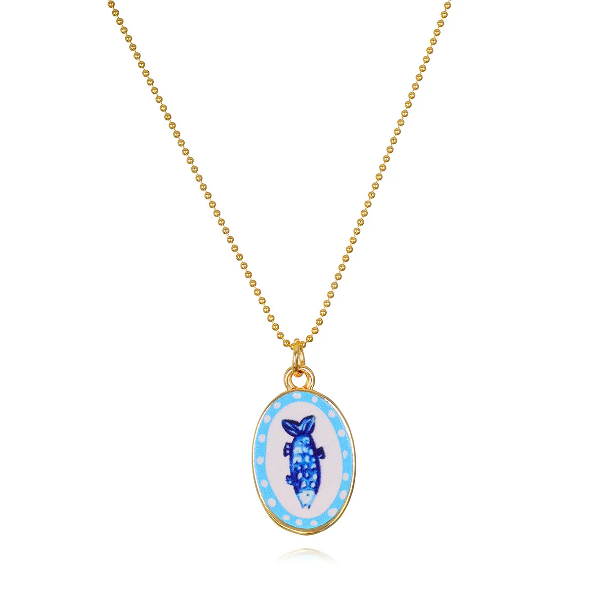 New! Enamel Fish Oval Charm Necklace sold by Amelia Rose Design