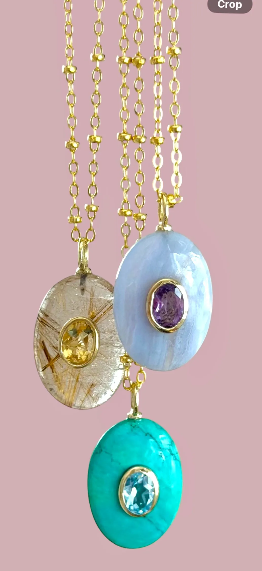 New! Gemstone Oval Satellite Necklace-Rutilated Quartz & Citrine sold by Amelia Rose Design product image thumbnail 3