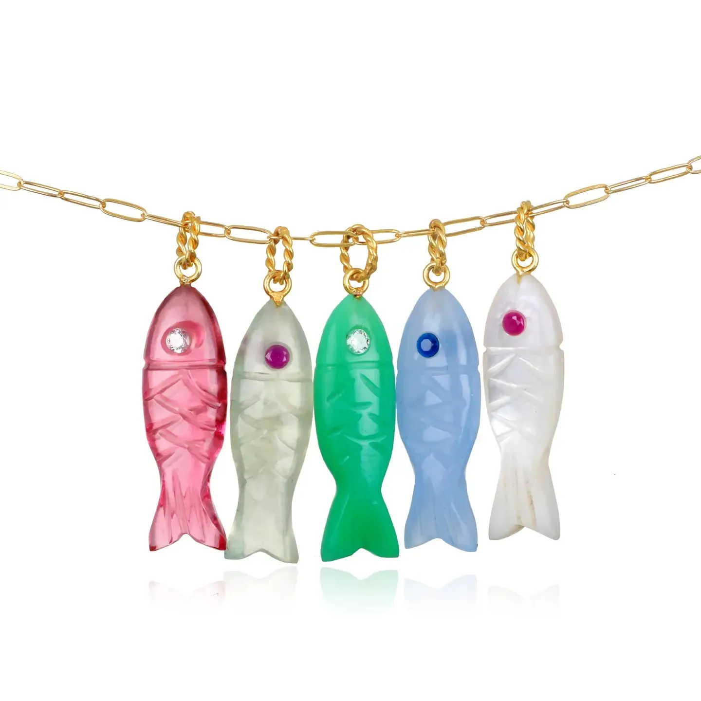 New! Carved Stone Fish Necklace-Blue Chalcedony sold by Amelia Rose Design product image thumbnail 2