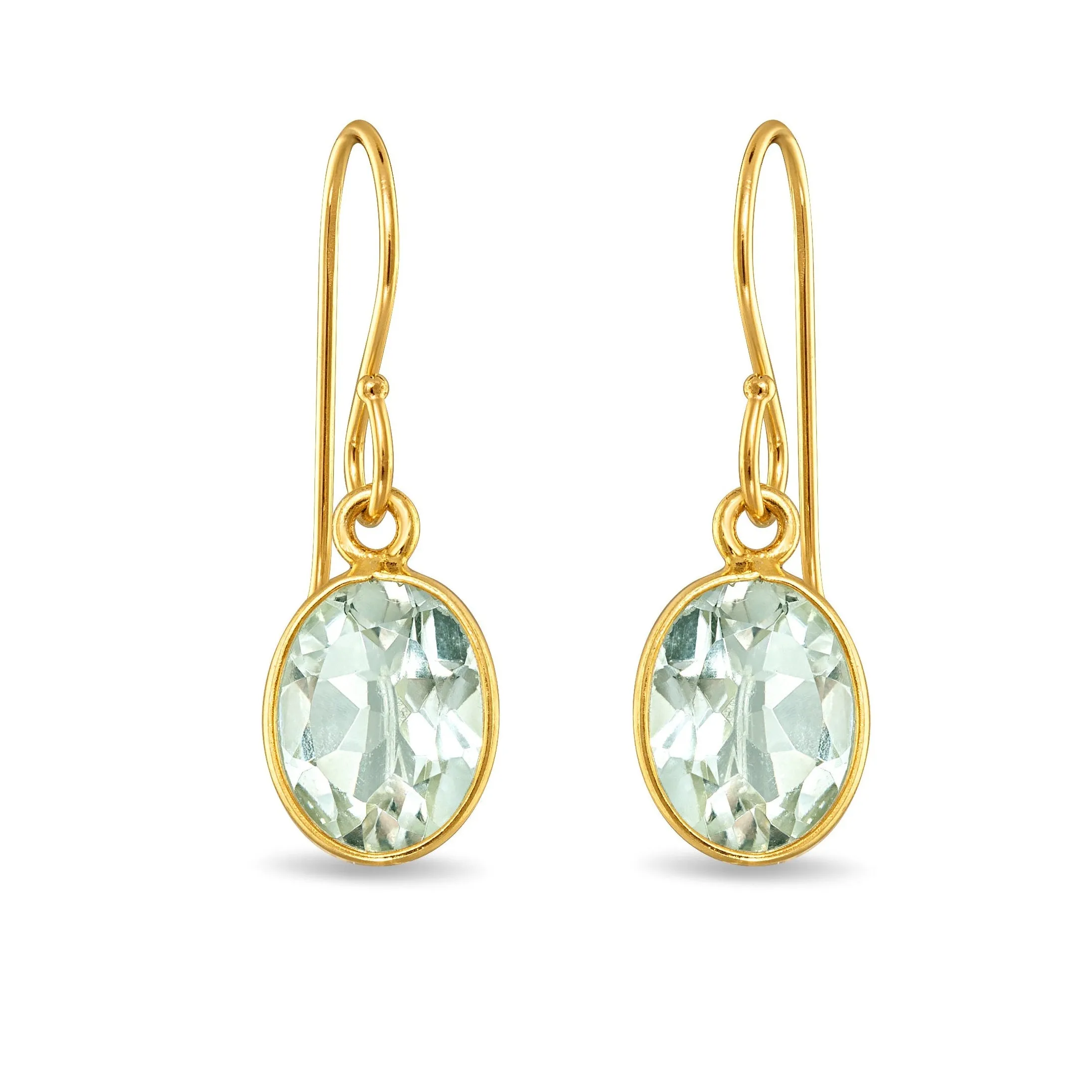 Bezeled Oval Gemdrop Earrings - Green Amethyst sold by Amelia Rose Design