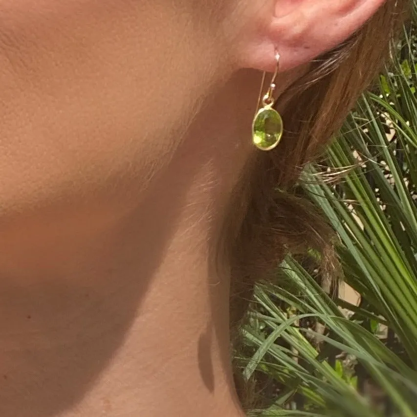 Bezeled Oval Gemdrop Earrings - Green Amethyst sold by Amelia Rose Design product image thumbnail 2