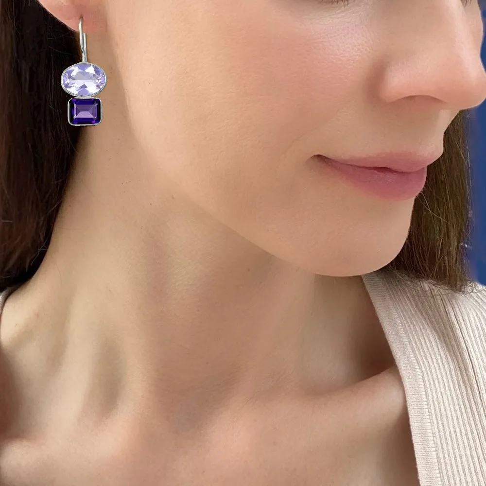 Double Valencia Earring - Lilac & Violet Silver sold by Amelia Rose Design product image thumbnail 2