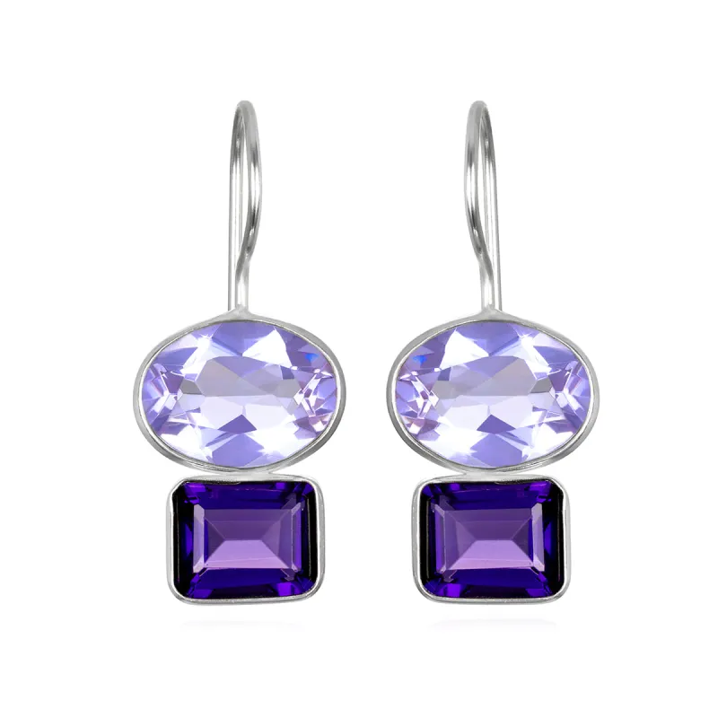 Double Valencia Earring - Lilac & Violet Silver made by Amelia Rose Design