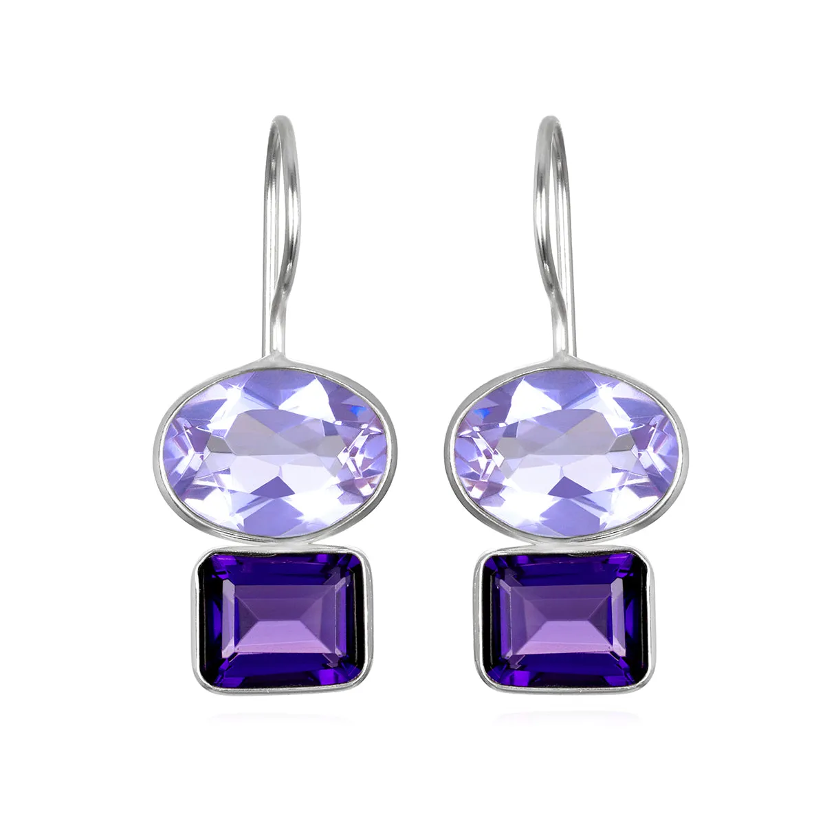 Double Valencia Earring - Lilac & Violet Silver sold by Amelia Rose Design