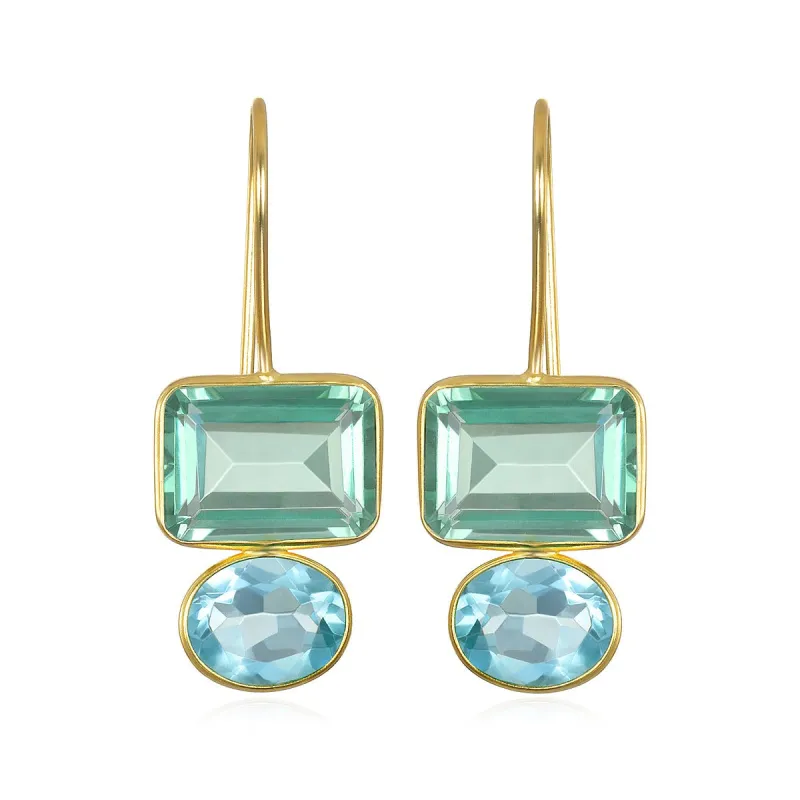 Valencia Earring-Aquamarine & Sky Blue Gold made by Amelia Rose Design