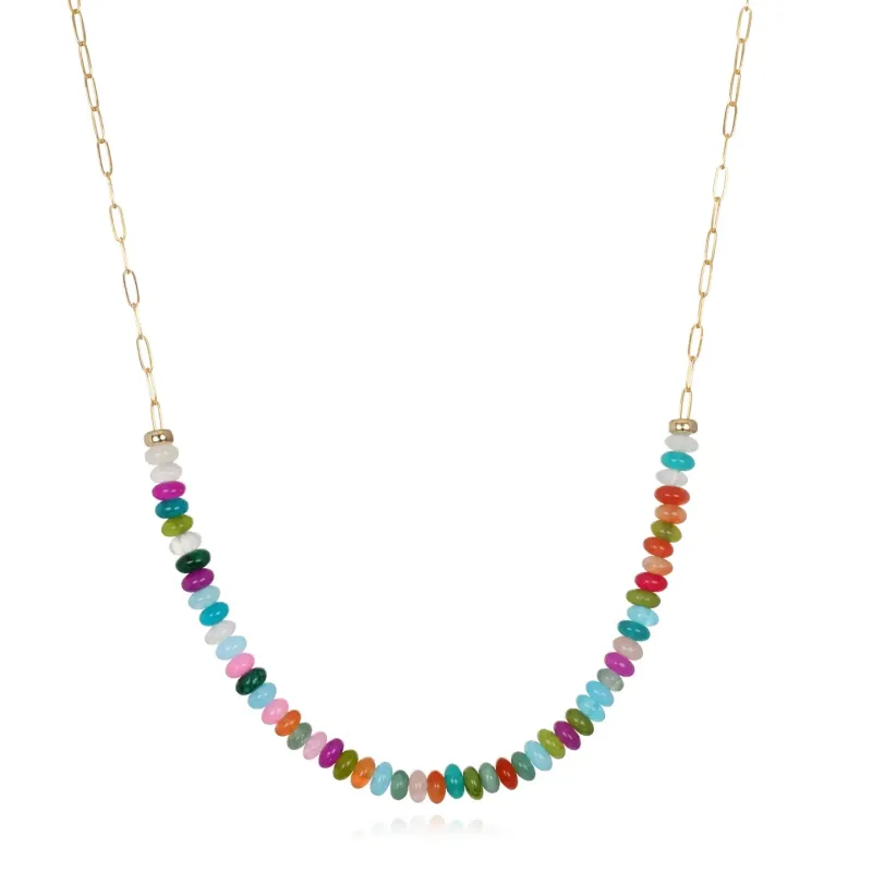 New!  Beaded Paperclip Necklace-Rainbow made by Amelia Rose Design