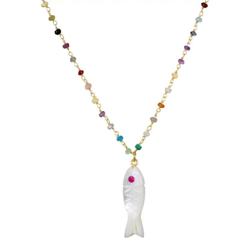 New! Rainbow Fish Necklace-Mother Of Pearl made by Amelia Rose Design