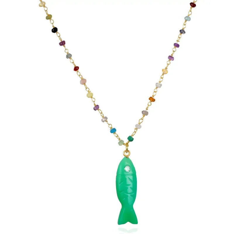 New! Rainbow Fish Necklace-Green Chrysoprase made by Amelia Rose Design