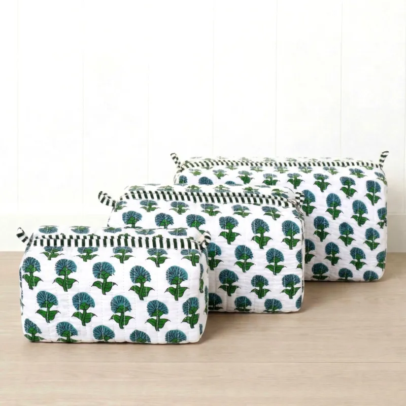 New! Hydrangea Cosmetic Pouches-Green made by Amelia Rose Design