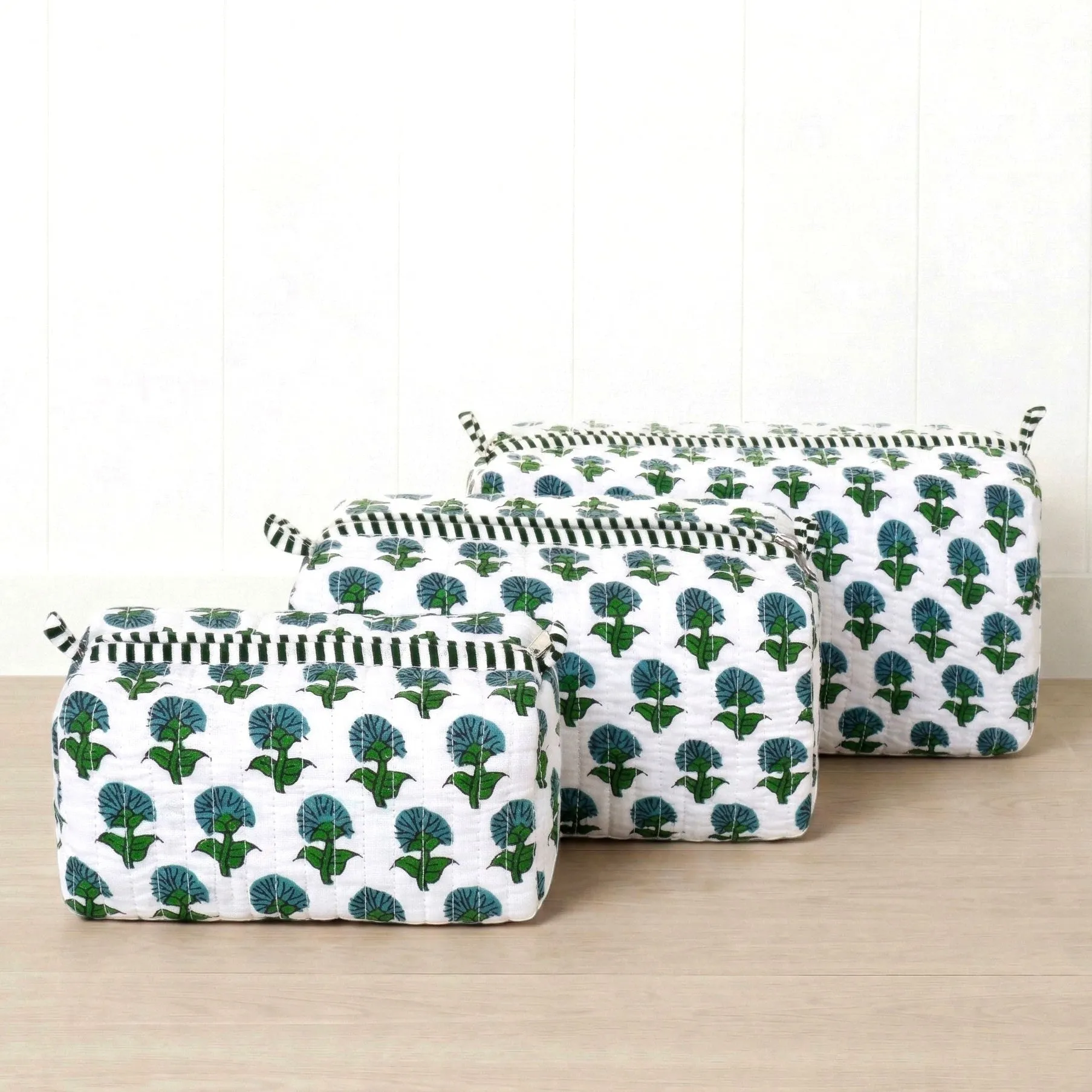 New! Hydrangea Cosmetic Pouches-Green sold by Amelia Rose Design