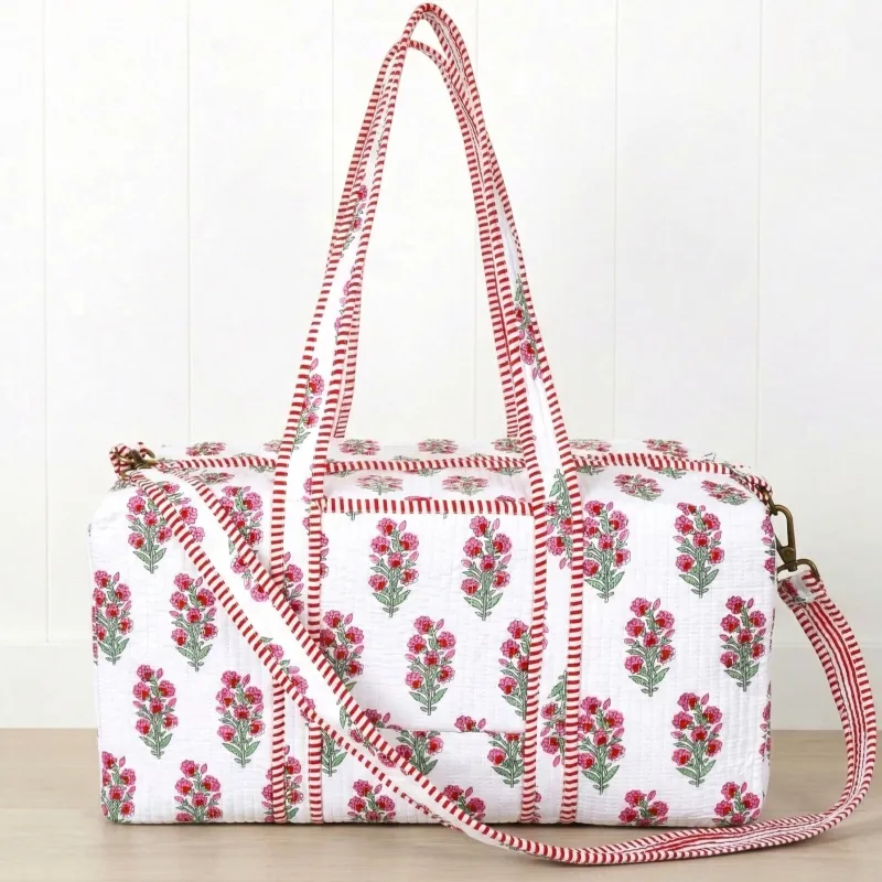 Lily Quilted Duffel Bag-Pink made by Amelia Rose Design