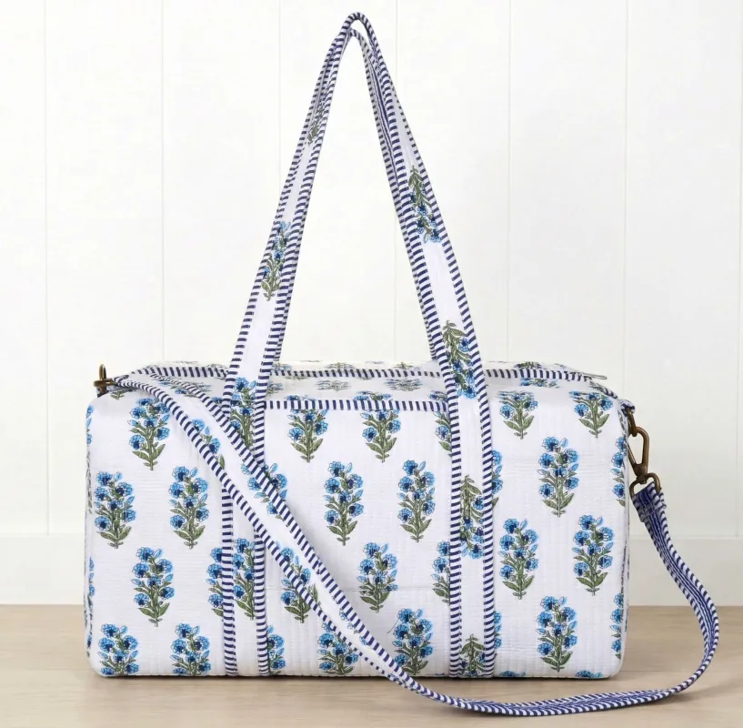 Lily Quilted Duffel Bag-Blue made by Amelia Rose Design