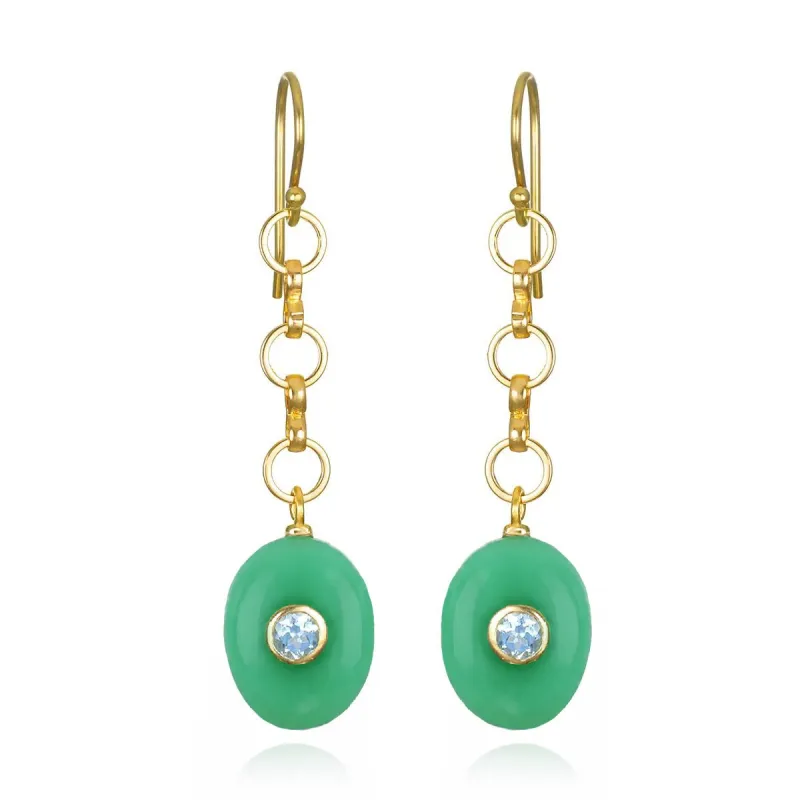 New! Double Gemstone Oval Dangles-Chrysoprase & Topaz made by Amelia Rose Design