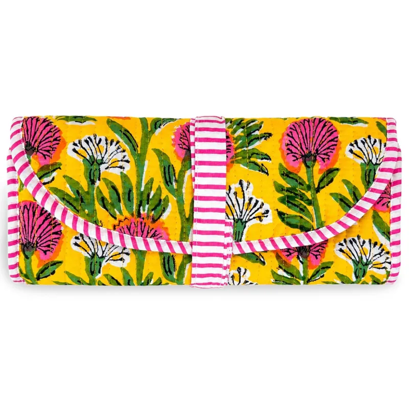 New!  Cotton Quilted Jewelry Roll-Azalea made by Amelia Rose Design