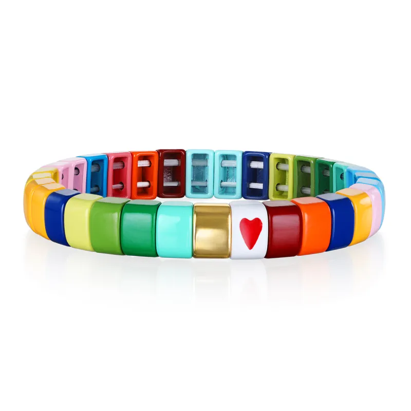 New! Multi Color Heart Enamel Bracelet sold by Amelia Rose Design