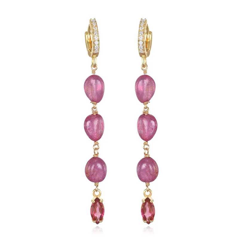 Pink Sapphire & Pink Topaz Huggies sold by Amelia Rose Design