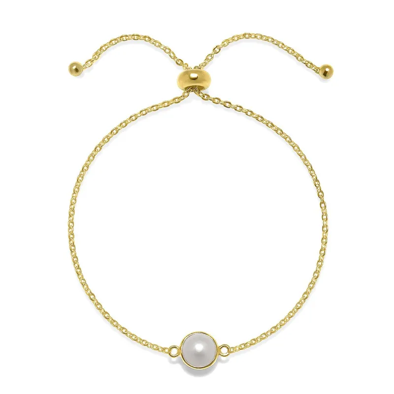 Birthstone Solitaire Bracelet- June Freshwater Pearl sold by Amelia Rose Design