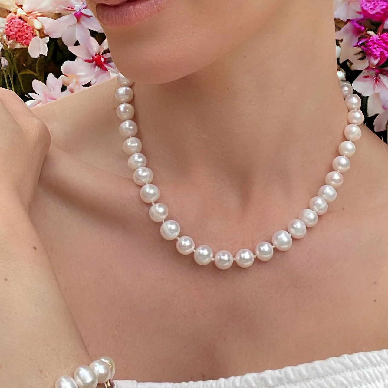 New! Freshwater Pearl & Diamond Knotted Necklace sold by Amelia Rose Design product image thumbnail 2