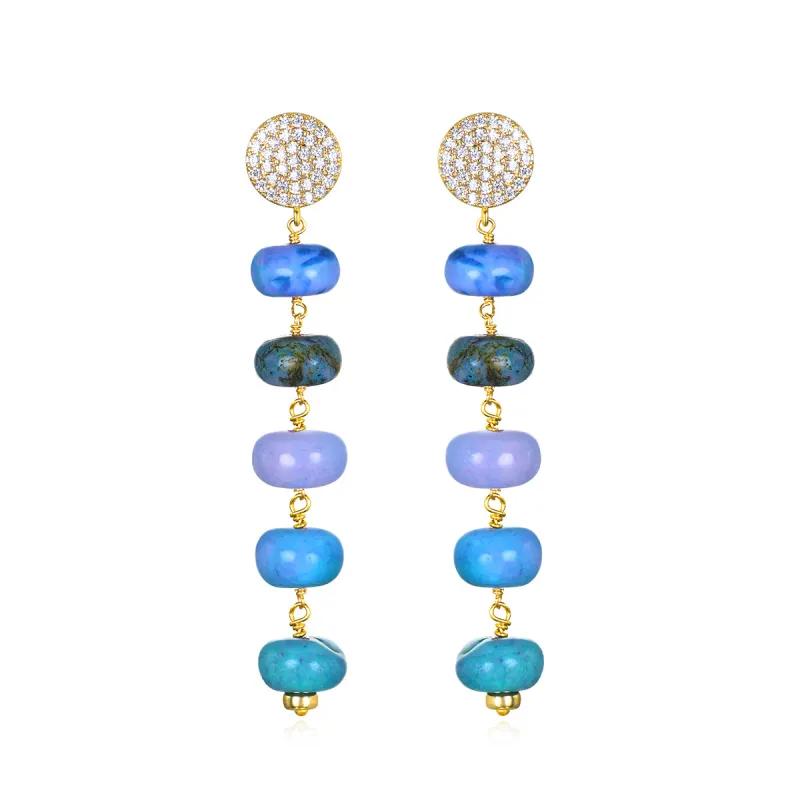 Blue Opal Dangle Posts made by Amelia Rose Design