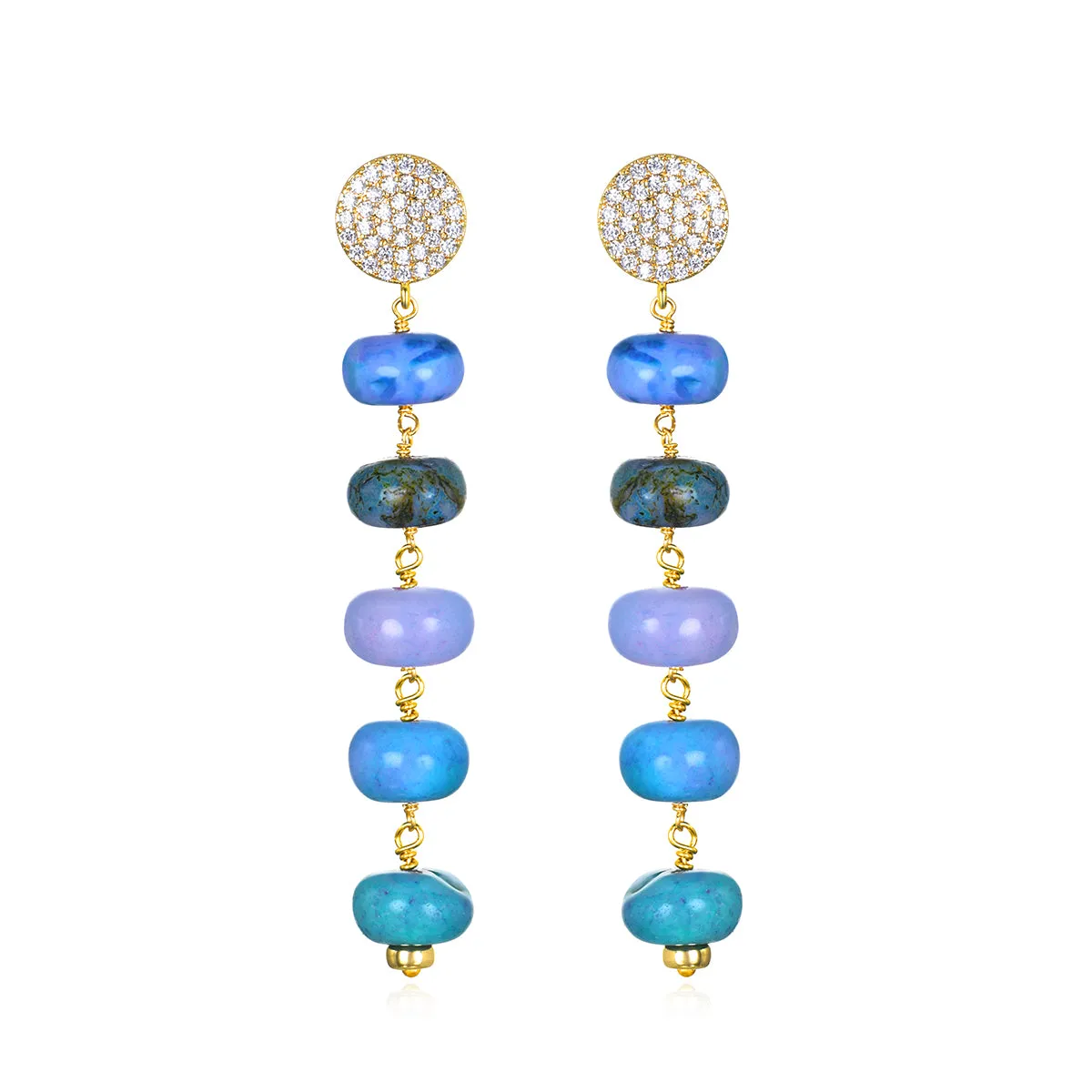 Blue Opal Dangle Posts sold by Amelia Rose Design