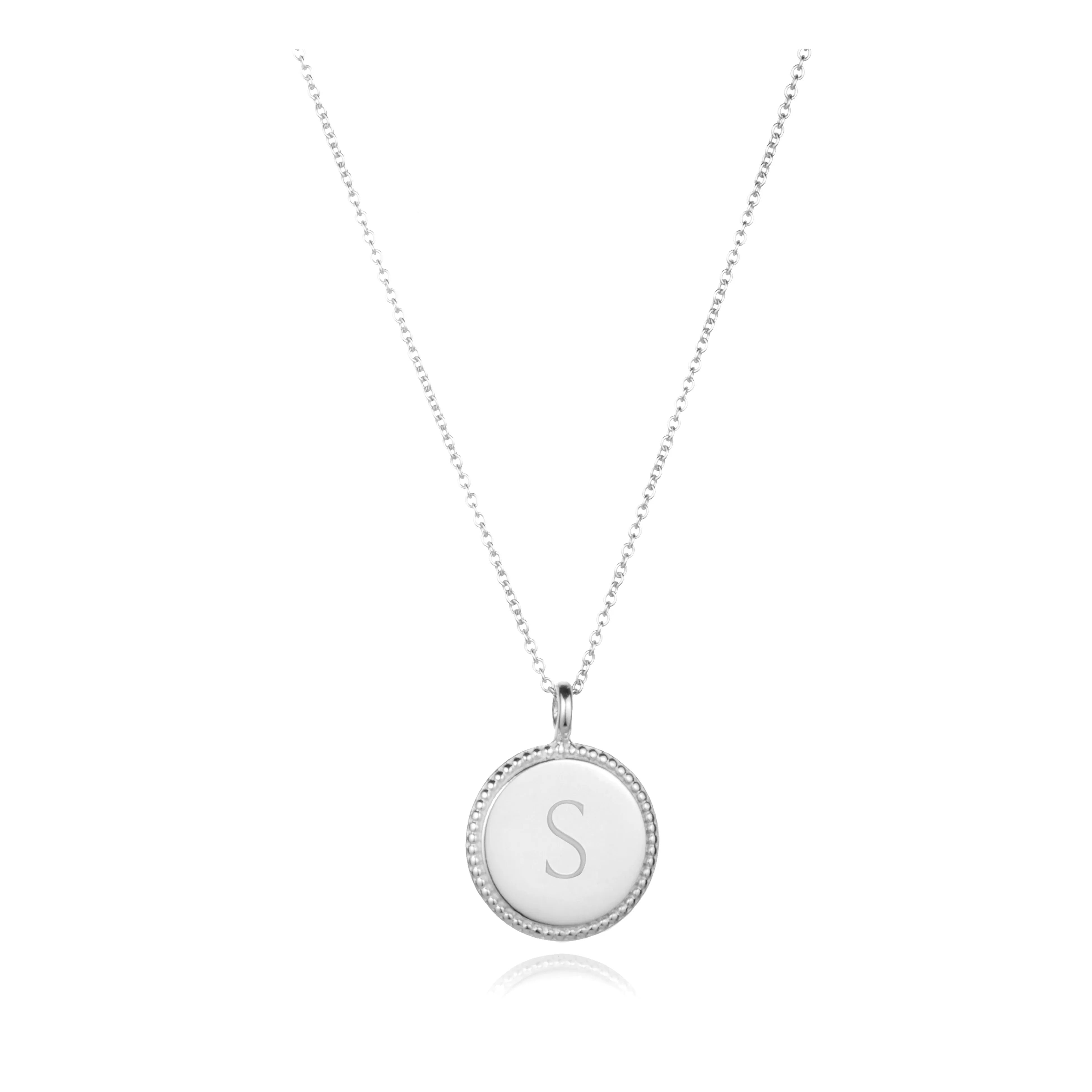 Round Charm Initial Necklace Silver sold by Amelia Rose Design
