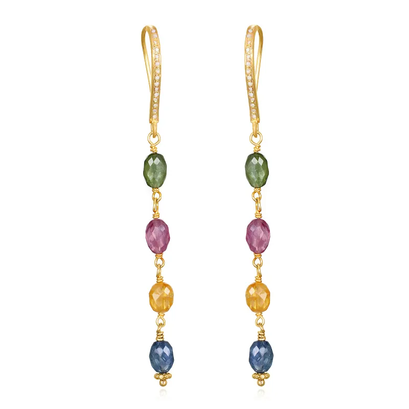 NEW! Sapphire & Diamond Dangle Earrings sold by Amelia Rose Design