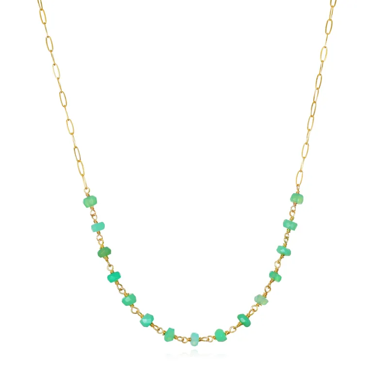 New! Gemstone Paperclip Necklace-Chrysoprase sold by Amelia Rose Design