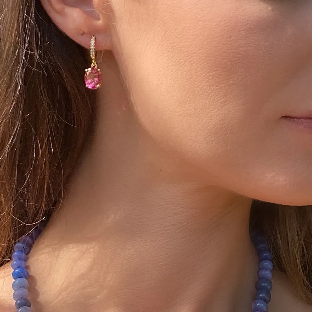 Pink Amethyst Huggies sold by Amelia Rose Design product image thumbnail 2