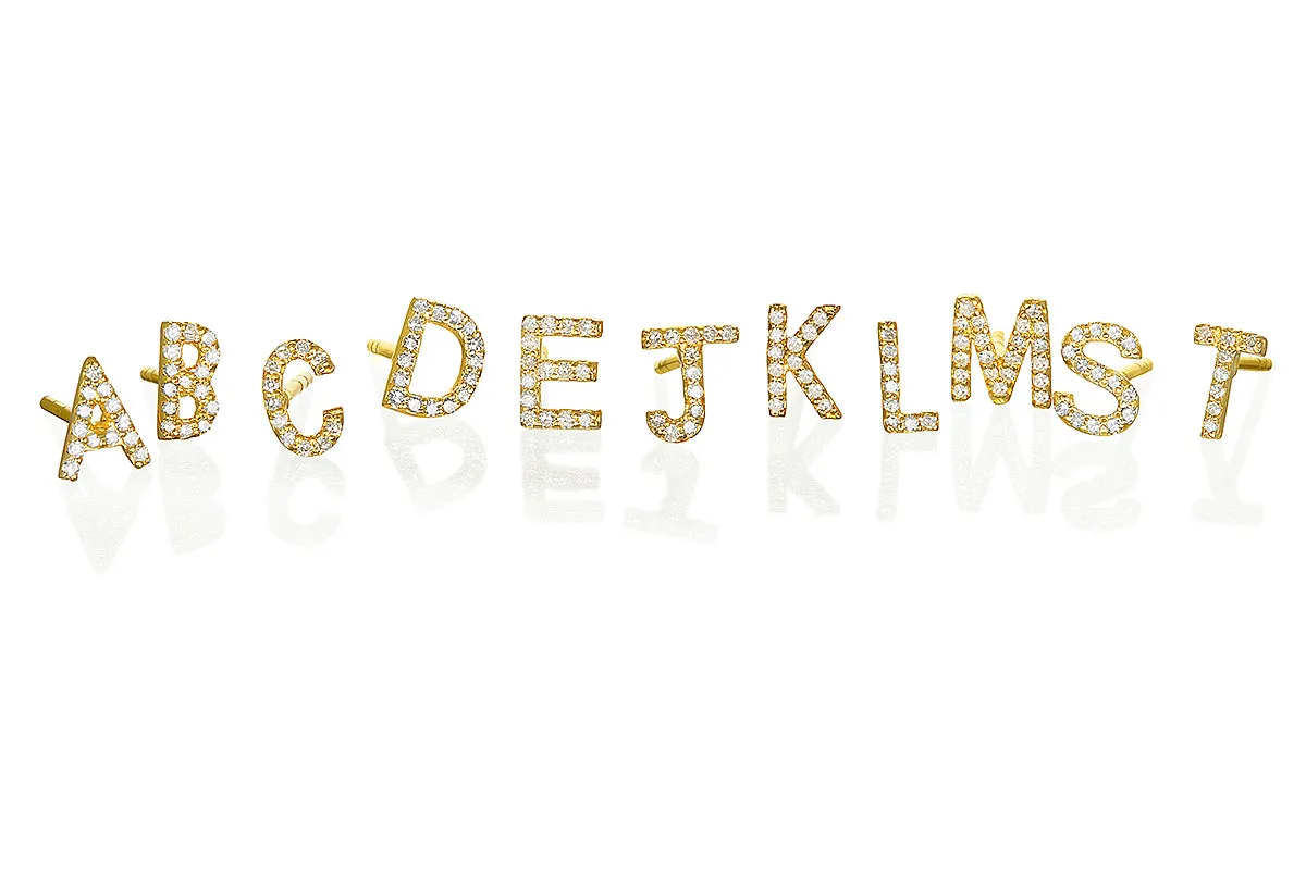Diamond Initial Post Earring - Gold sold by Amelia Rose Design product image thumbnail 2