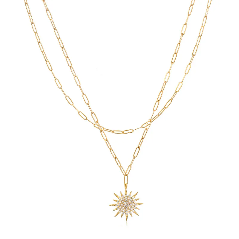 Sunburst Charm Layered Necklace sold by Amelia Rose Design