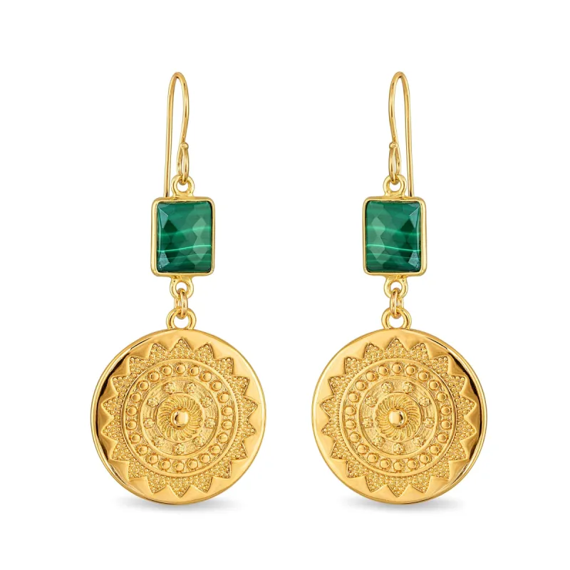 New! Sun Medallion Dangles - Malachite sold by Amelia Rose Design