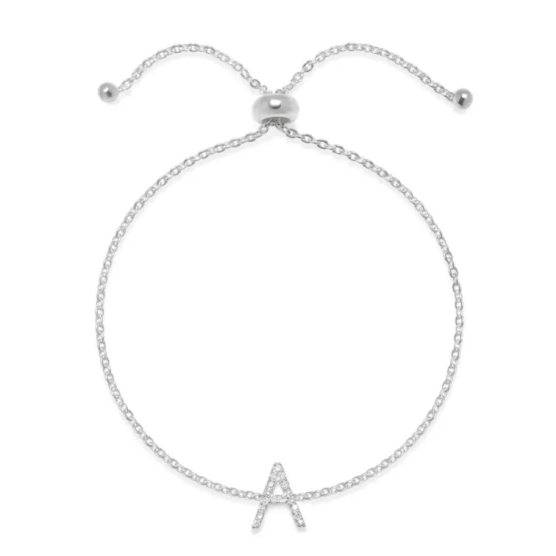 Diamond Initial Bracelet Silver sold by Amelia Rose Design