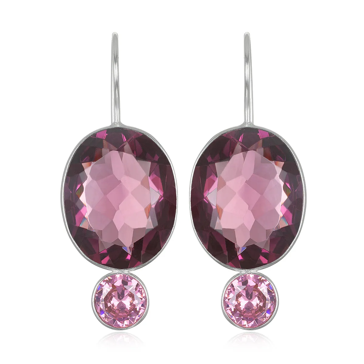Valencia Grand Oval Earring-Rose Silver sold by Amelia Rose Design