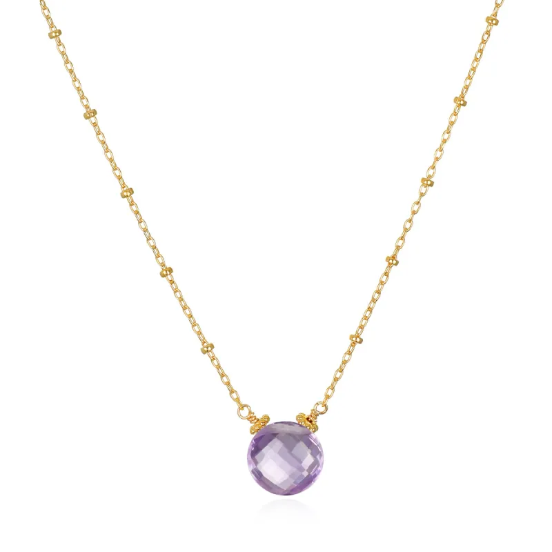 New! Pink Amethyst Coin Beaded Necklace-Gold sold by Amelia Rose Design