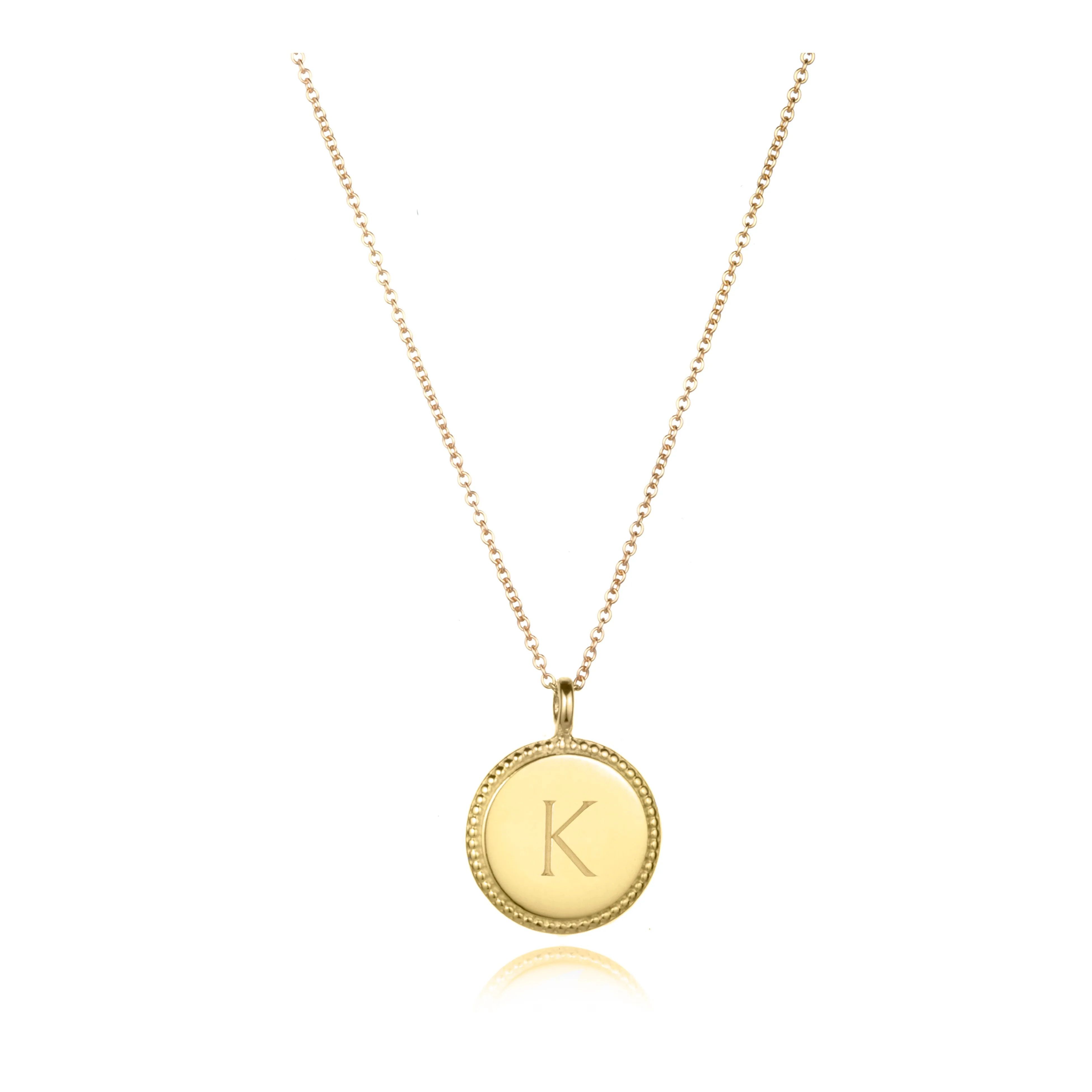 Round Charm Initial Necklace Gold sold by Amelia Rose Design