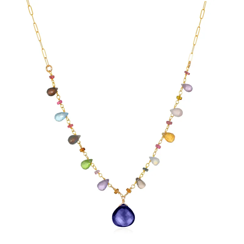 Wildflower Paperclip Necklace-Iolite sold by Amelia Rose Design